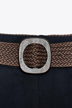 ZARА ШОРТЫ С РЕМНЕМ И ЗАЩИПАМИ, МОРСКОЙ СИНИЙ