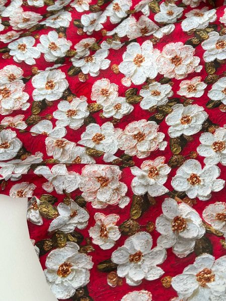 ИМПАСТО, БЕЛАЯ МАЛЬВА НА КРАСНОМ 5