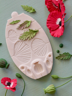 Силиконовый молд "Цветки, листья, коробочкии бутоны мака".