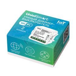 UCH-A302 2C-DIM-WF WHITE Умный диммер-выключатель Wi-Fi. 2 канала. 100-240В. 2x150Вт. Встраиваемый. Голосовое управление+приложение UnielSmart. TM Uniel