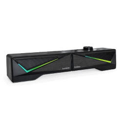 Колонки ExeGate Allegro 170 (питание USB, Bluetooth, 2х3Вт (6Вт RMS), 60-20000Гц, цвет черный, RGB подсветка, с возможностью трансформации в саундбар, Color Box)