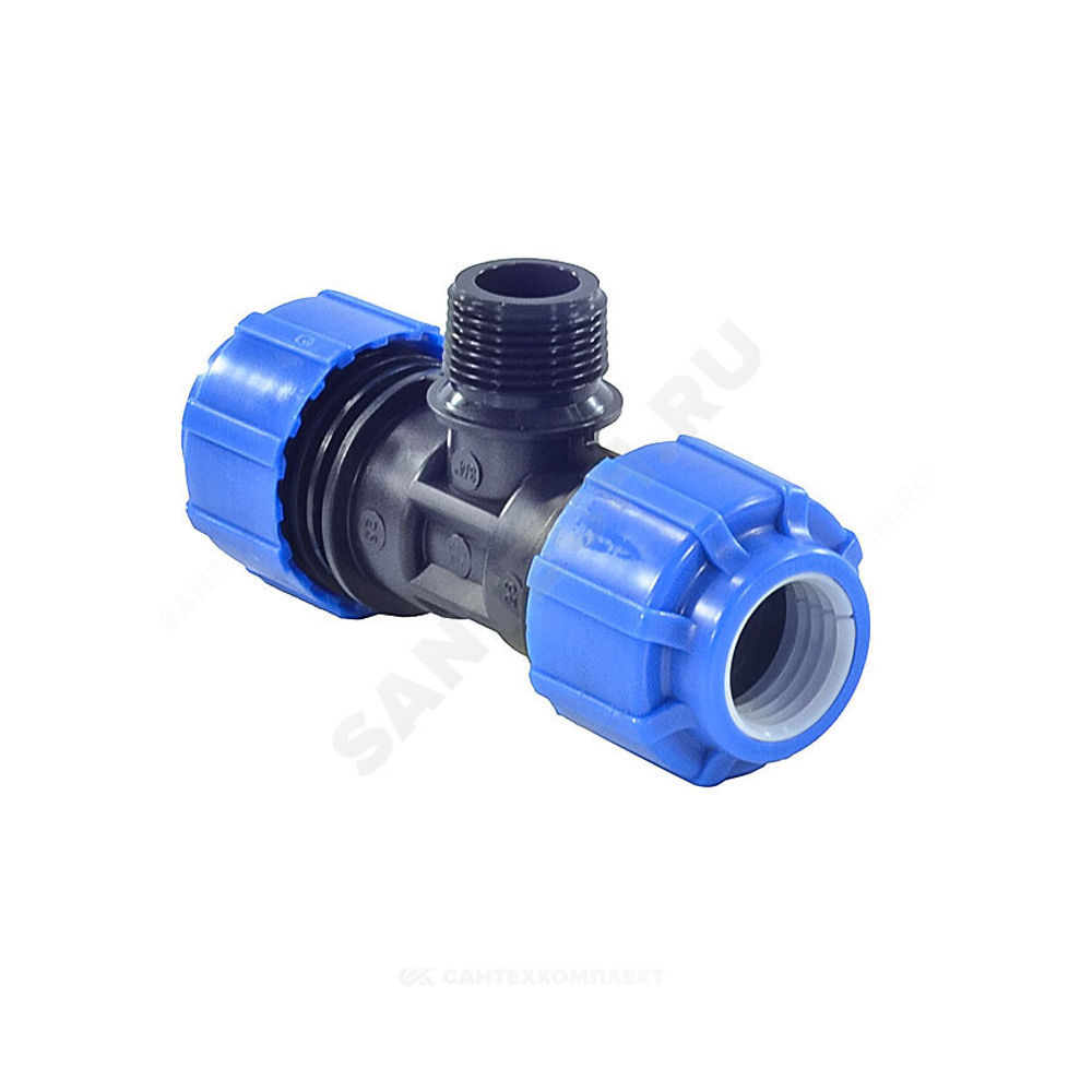 Тройник компрессионный ПЭ Дн 25х1/2"х25 НР Ру16 ТПК-АКВА 51251225