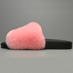 Шлепки из меха кролика рекс "Пудра"