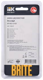 BRITE Рамка 2 -местная РУ-2-2-БрЧ стекло черный IEK