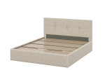 Кровать двухспальная 140х200 мягкая спинка Бежевый ткань/Квадро Бежевый ткань