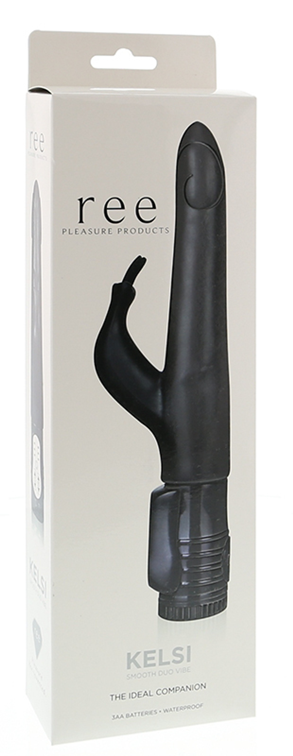 Чёрный вибратор с клиторальным стимулятором Kelsi - 18,5 см. (Цвет: черный)