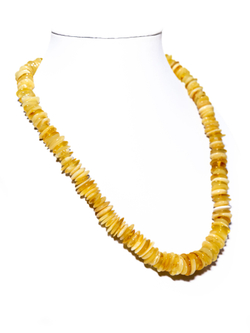 Бусы из цельного янтаря "Медовые чипсы" 50 см