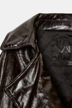 ZARA БЛЕСТЯЩАЯ КУРТКА С ВОРОТНИКОМ ИЗ ИСКУССТВЕННОГО МЕХА — ZW COLLECTION, КОРИЧНЕВЫЙ