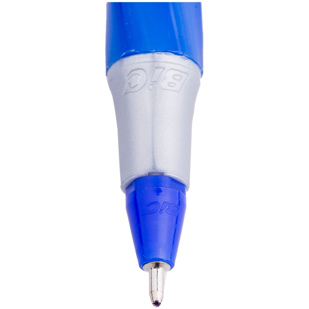 Ручка шариковая Bic Round Stic Exact синяя, 0.7мм, серый корпус, грип