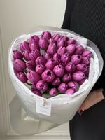 Букет из 51 фиолетового тюльпана