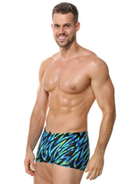 Черные плавки-боксеры с цветными зигзагами (Размер: M) (Цвет: голубой с черным)