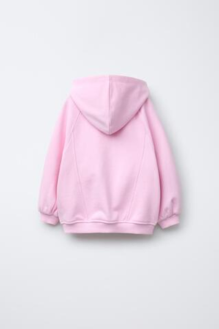 ZARA БАЗОВАЯ ХУДИ С ВЫШИВКОЙ И МОЛНИЕЙ, ПАСТЕЛЬНО-РОЗОВЫЙ