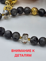 Колье ручной работы из натурального лабрадора и лавы "Нефертити"