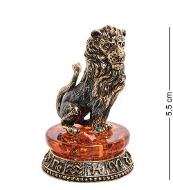 AM-2734 Фигурка «Знак зодиака-Лев» (латунь, янтарь)