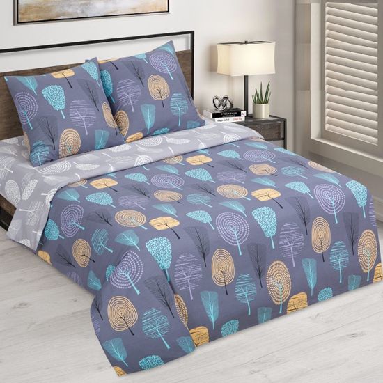 Евро комплект постельного белья с простыней на резинке Фэнтези бязь Премиум наволочки 70x70 см