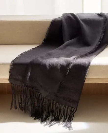 ZARA HOME ПЛЕД С БАХРОМОЙ, КОРИЧНЕВЫЙ
