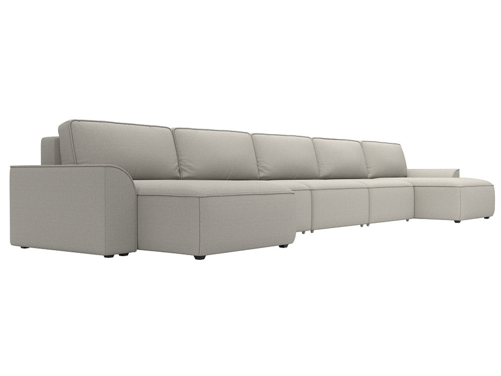 Диван П-образный Лига-048 НПБ МегаЛонг, Амур 02 бежевый, Рогожка, 128314