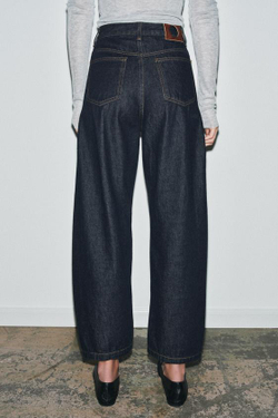 ZARA ДЖИНСЫ ZW COLLECTION ANKLE BALLOON СО СРЕДНЕЙ ПОСАДКОЙ, СИНИЙ