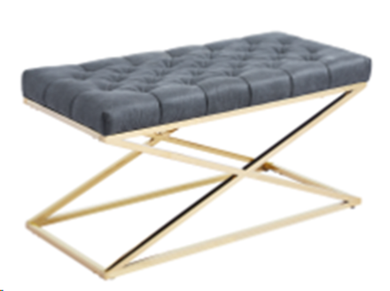 Банкетка мягкая LA ALTA CAMILLE ткань темно-серая, золото