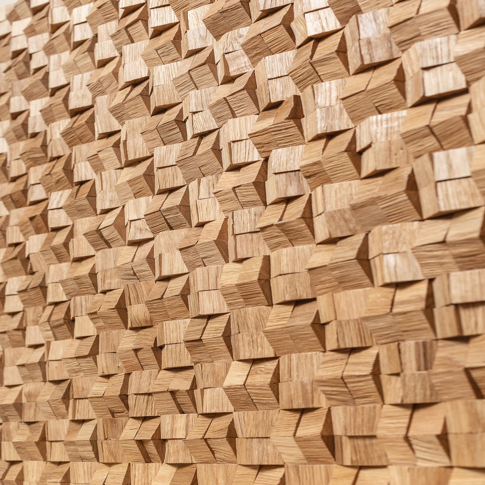 Деревянная мозаика для стен Wood Mosaic Домчик натур