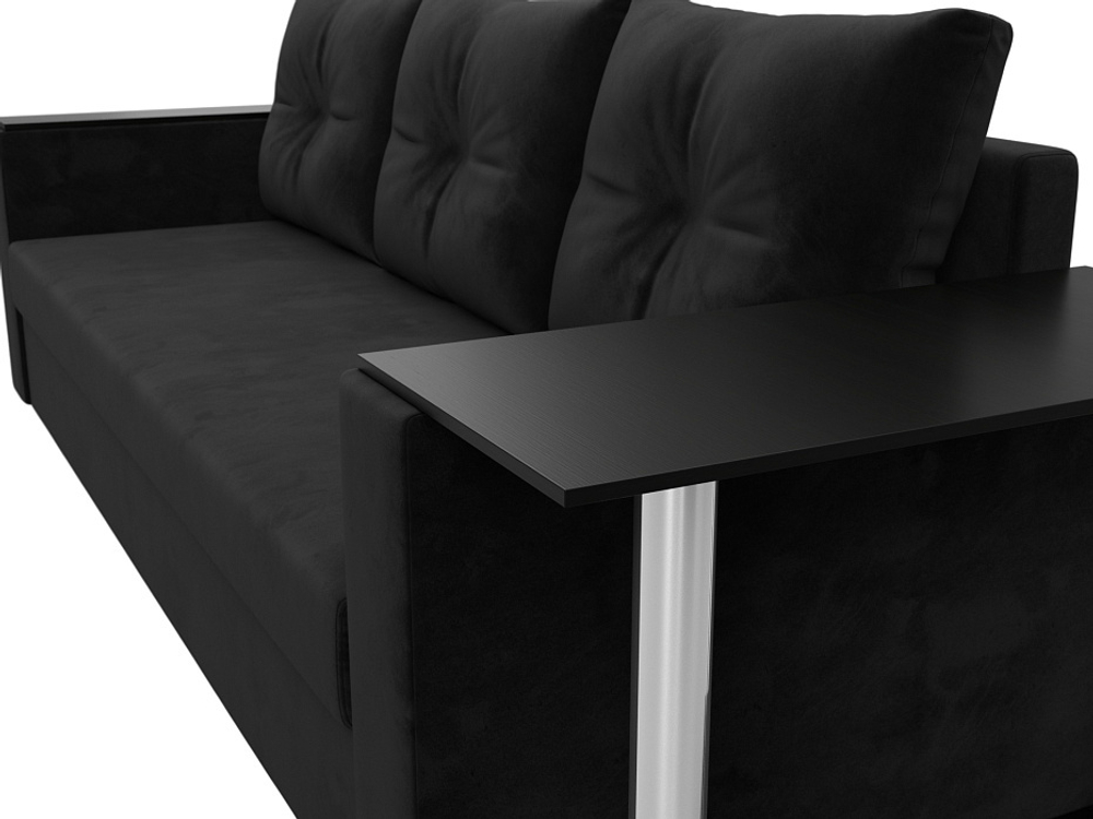 Диван прямой Атланта со столом справа, Черный, Велюр, 112477R