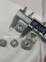 Пуговицы с горным хрусталем в форме мягкий квадрат