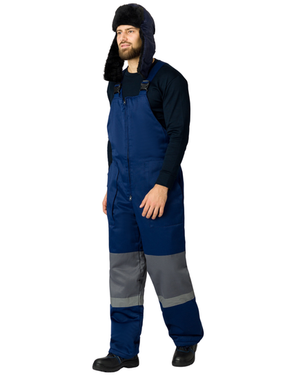 Костюм зимний "Нордхард-2" полукомбинезон (т.синий/серый)