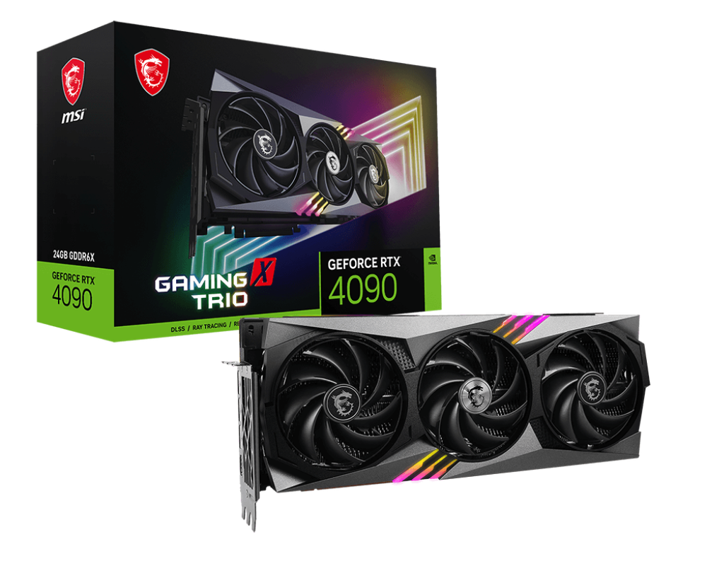 MSI Видеокарта MSI GeForce RTX 4090 GAMING X TRIO RTX 4090 GAMING X TRIO 24G (GeForce RTX 4090, 24ГБ GDDR6X, HDMI, 3xDP) (PCI-E) (ret)