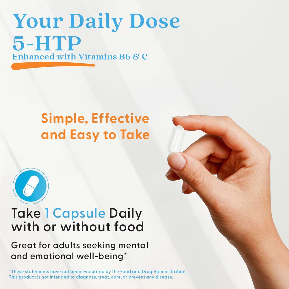 Doctor's Best, 5-HTP, обогащённый витаминами B6 и C, 120 растительных капсул