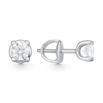 Серьги - пусеты из белого золота с фианитами Swarovski