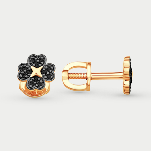 Серьги-пусеты женские из розового золота 585 пробы с фианитами (арт. С19213768)