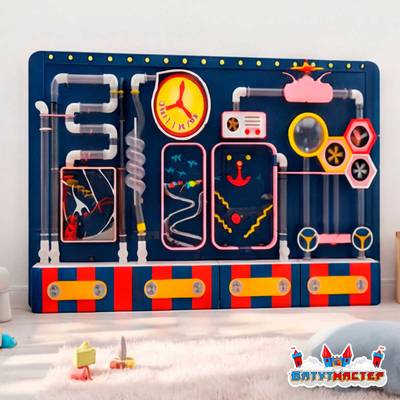 Детская интерактивная стена «Аэролаборатория», с пневмосистемой и лабиринтами