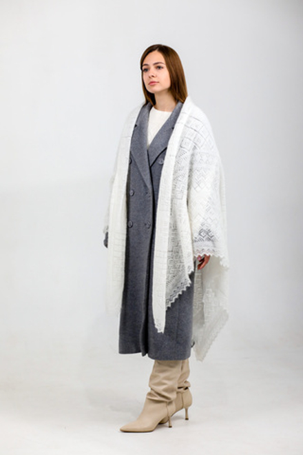 Оренбургский пуховый платок П2-150-02 экрю