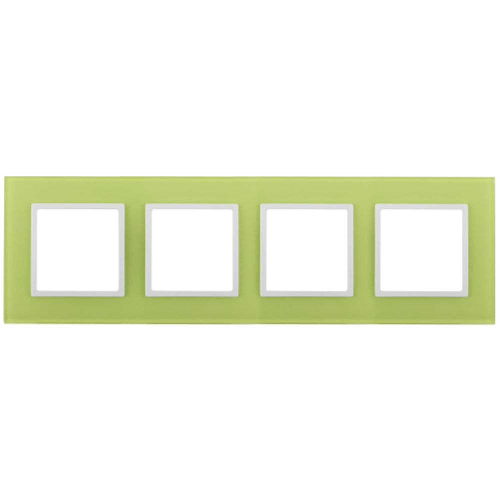 14-5104-26 ЭРА Рамка на 4 поста, стекло, Эра Elegance, лайм+бел | Elegance Лайм + Белый