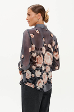 23075 Блузка женская (серо-розовый принт)