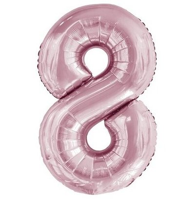 Шар фольга Цифра 8 Slim, Светло-розовый 86см УЖЕ с гелием