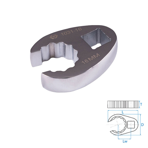 KING TONY (1031-16R) Ключ разрезной (воронья лапка) 3/8", 16 мм