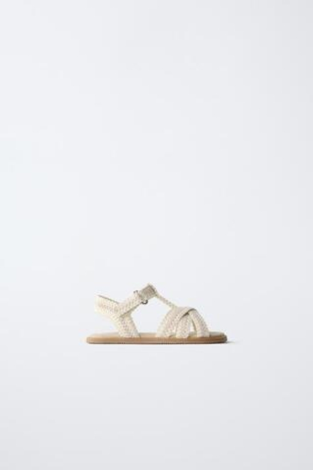 ZARA ВЯЗАНЫЕ САНДАЛИИ BAREFOOT, ЭКРЮ