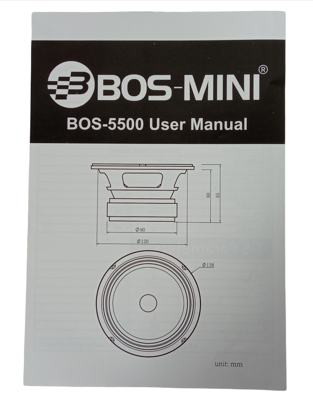 Автоколонки 13см. 5 inch Midrange "Комплект 2шт" Bos-Mini BOS-5500