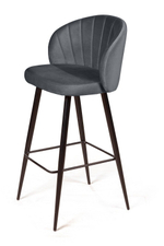 Стул барный Mont Blanc, бархат светло-серый 26 / черный конус