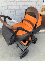 Коляска-трансформер Sweet Kids 608 2в1 Коричневая на черной раме