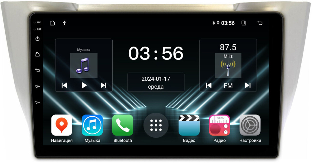 Магнитола для Toyota Harrier XU30 2003-2013, Lexus RX 2003-2009 (монохром, рамка вниз) - FarCar DX10-9665 монитор 10" IPS на Android 13, 4+64Гб, CarPlay