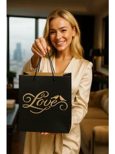 Крафтовый подарочный пакет с надписью