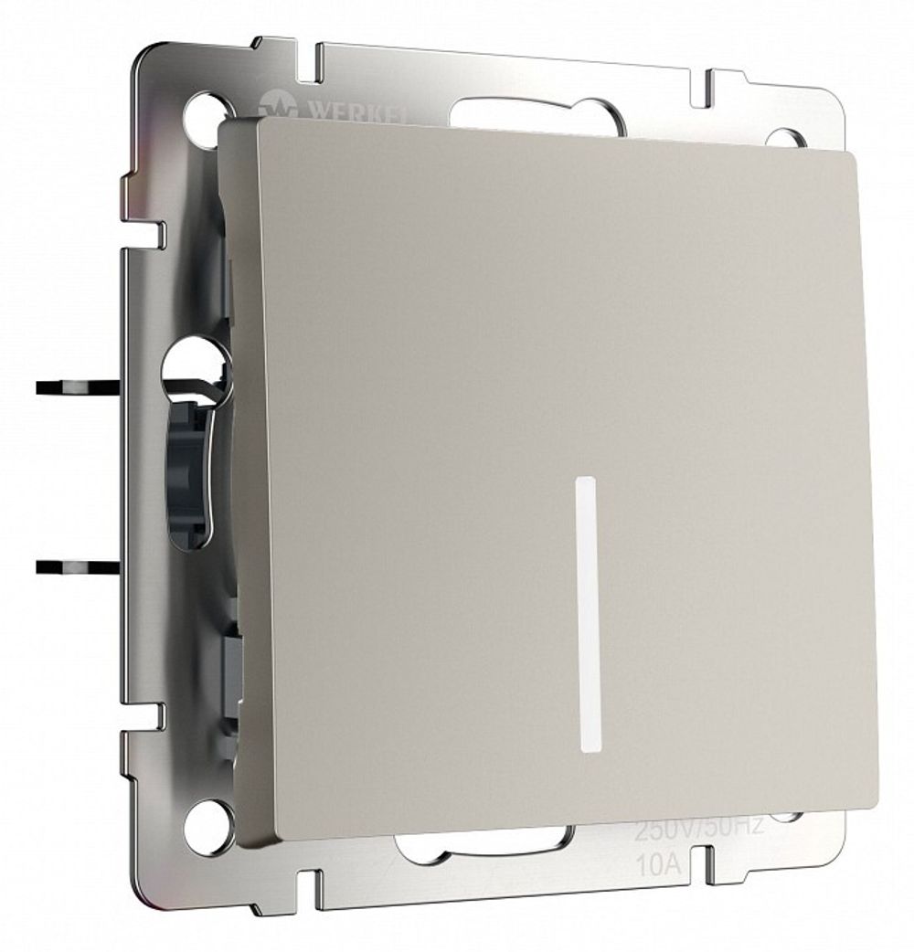 Выключатель проходной одноклавишный с подсветкой без рамки Werkel дымчатый W1210104