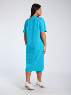 Платье трикотажное макси с разрезами принт 116ФЛ-ОДТ, Мятный