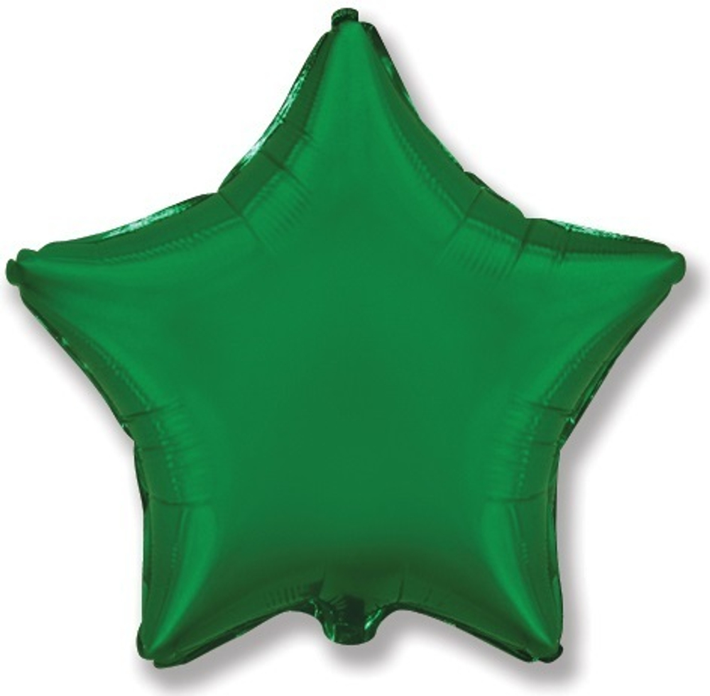 Шар (18''/46 см) Звезда, Зеленый, 1 шт.