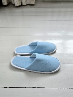 Тапочки трикотажные махровые небесно-голубой