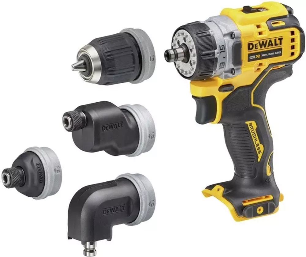 Дрель-шуруповерт Dewalt 12 В XR с набором из 4-х насадок DCD703NT
