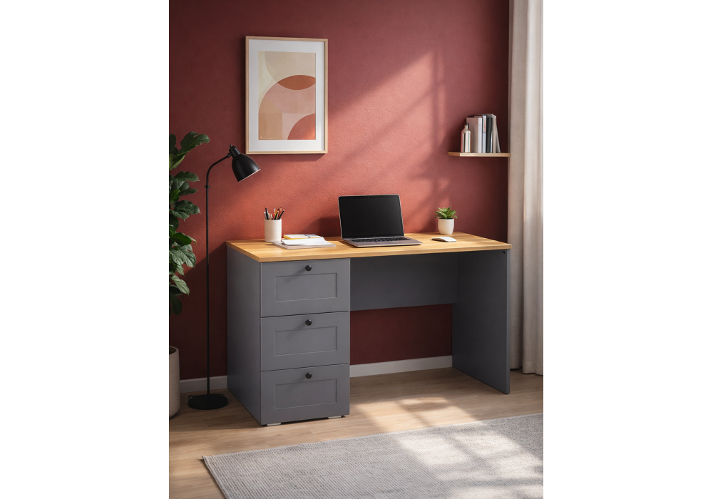 Компьютерный стол Woodville Опра серый графит, дуб золотой craft