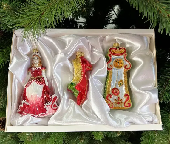 Набор стеклянных игрушек Золушка, красный, 3 шт., Irena CO (63120/1)